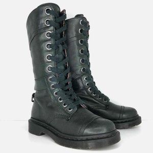 Dr Martens Triumph Mid Calf Lace Up Foldable Biker Boots Women Size 10